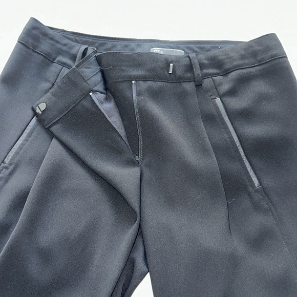 VINCE. Asymmetric Harem Trousers Leather Trim tapered hem Pants Size 6. Like New - Picture 3 of 16